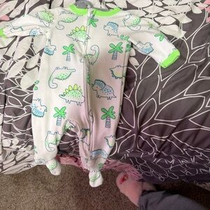 Dinosaur Adventure Kids Footie - Green and White